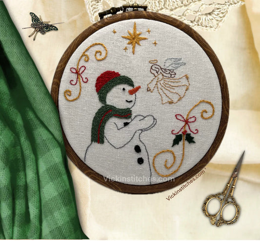 Christmas Angel and Snowman Embroidery Kit