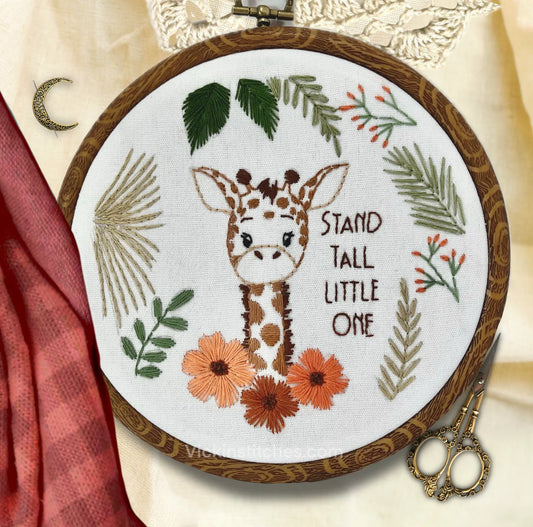 Charming Jungle Child room decor: Giraffe Jungle Animal embroidery kit for beginners