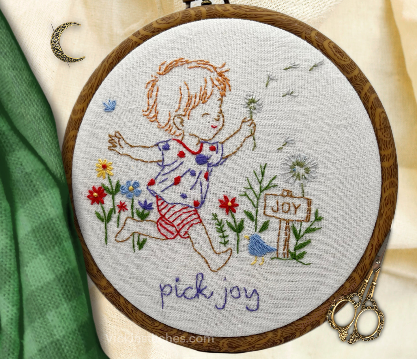 Embroidery Kids in the Garden, Childs room decor Embroidery Kit - Four kits in one . Baby shower , Childs birthday gift. Primary decor