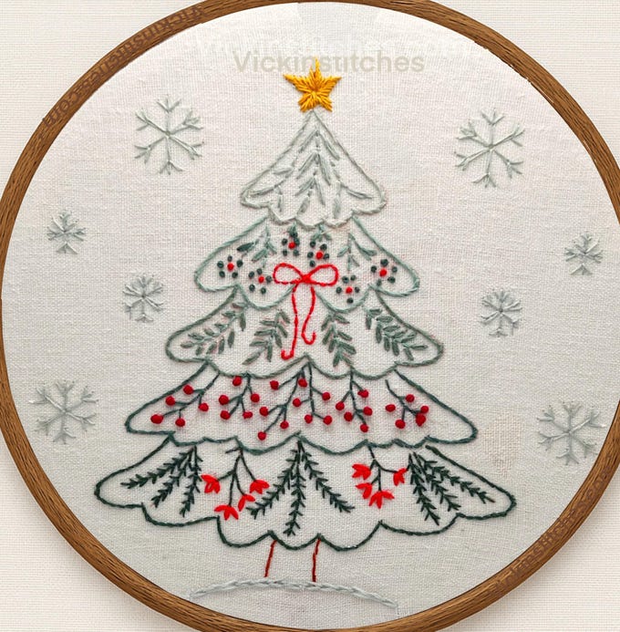 Ombre’ Christmas Tree Embroidery Kit wall decor for beginners.