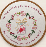 Mothers Day embroidery kit. Hearts and flowers. Gift for mom wall decor handmade embroidery kit. vintage home decor