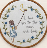 Beginner Embroidery kit |Love you to the moon, |easy |Embroidery Kit with Pattern|Embroidery Designs|Embroidery Hoop| DIY craft gift|Love