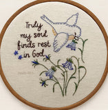 Embroidered kit beginners | Bible Verse Decor | Inspirational Wall Hanging | Psalm 62:1 | Bird and Flowers Embroidery Spiritual Home Decor**