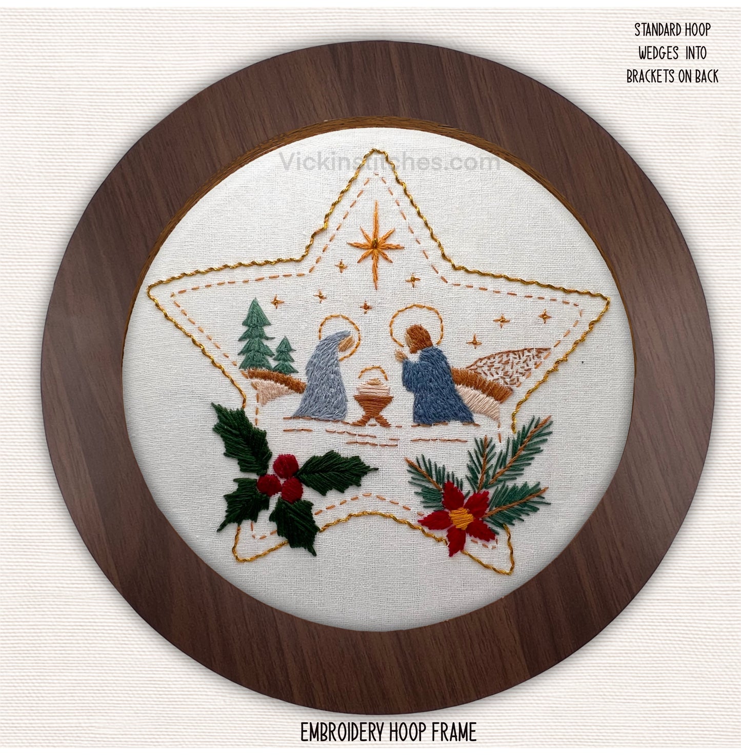 Christmas Nativity Embroidery Kit β’ Star Hoop Design β’ Beginner Kit β’ Manger Scene β’ Holiday Decor Gift