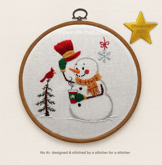 Cozy Christmas Snowman Embroidery Kit | Holiday Stitch Project
