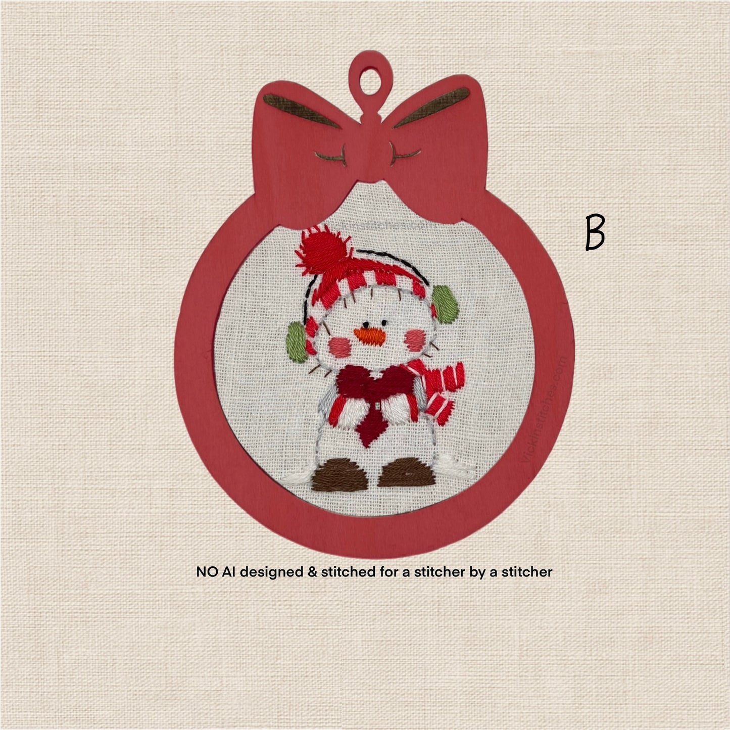 Snowman Ornament set Embroidery Kit – DIY Holiday Embroidery with Laser Cut Frame