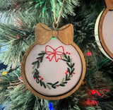 Christmas ornament Embroidery Kits with frame overlay. Mini Christmas tree ornament diy k/its. Christmas Trees embroidery. Embroidery gifts.