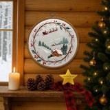 Santa sleigh Cabin Wreath Embroidery Kit | Winter Stitch Scene | Holiday Hoop Art