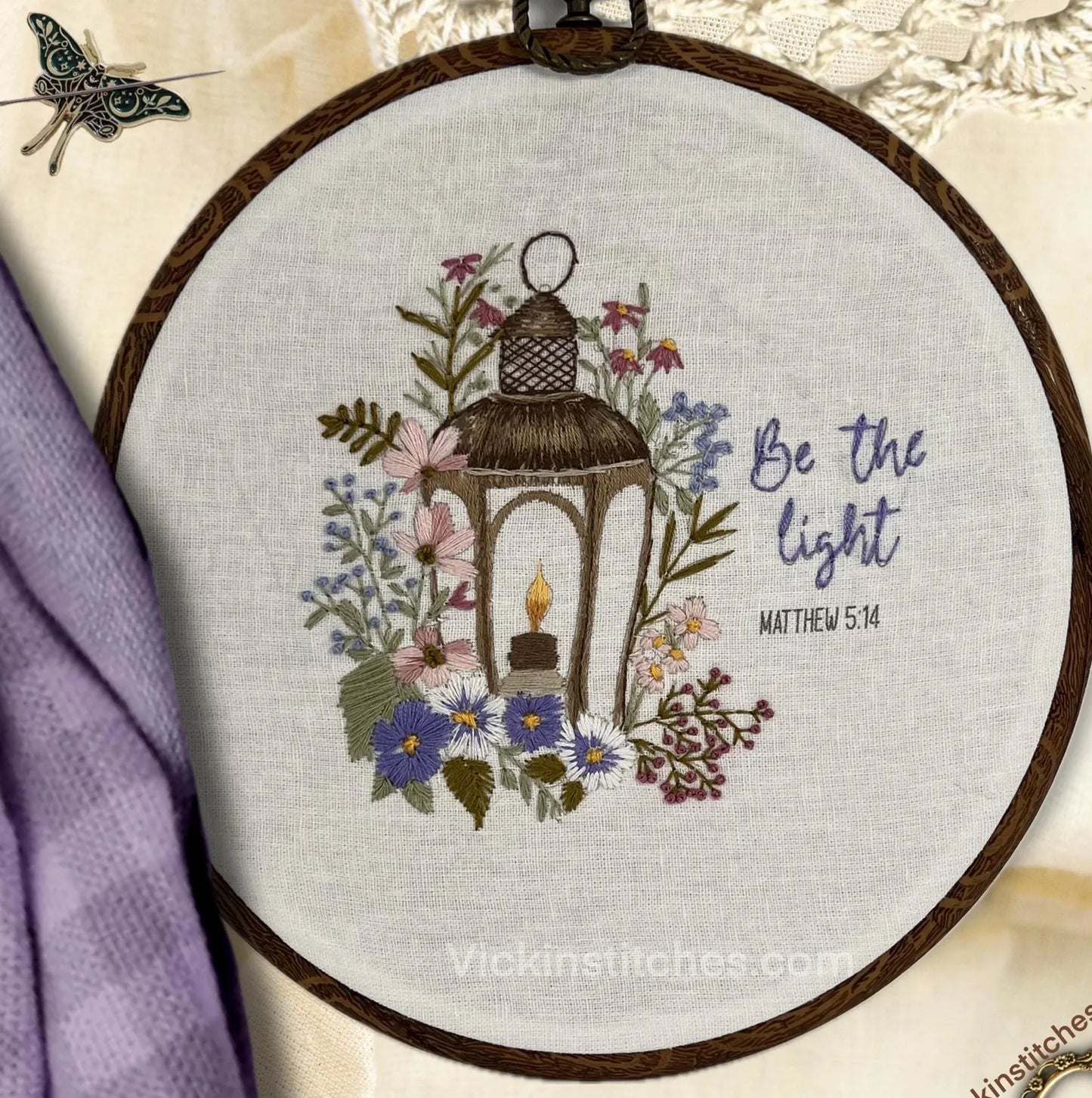 Be the Light Christian scripture floral embroidery pattern pdf download for beginners . Be the Light