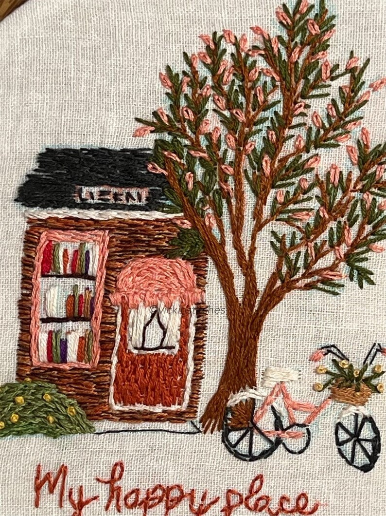 6" The reader, Book Lover Library Embroidery Kit