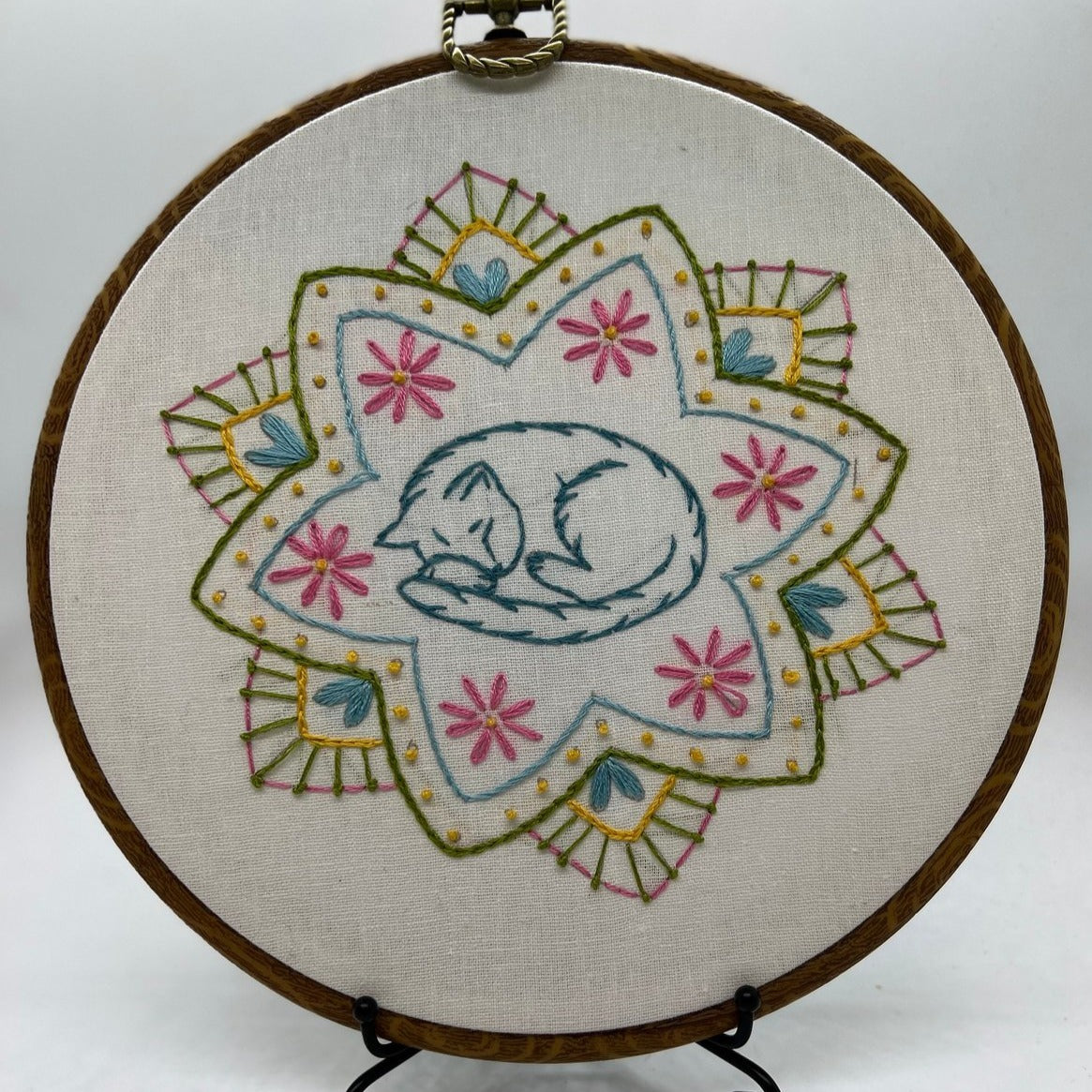 8"Cat Mandala Embroidery PDF Design download