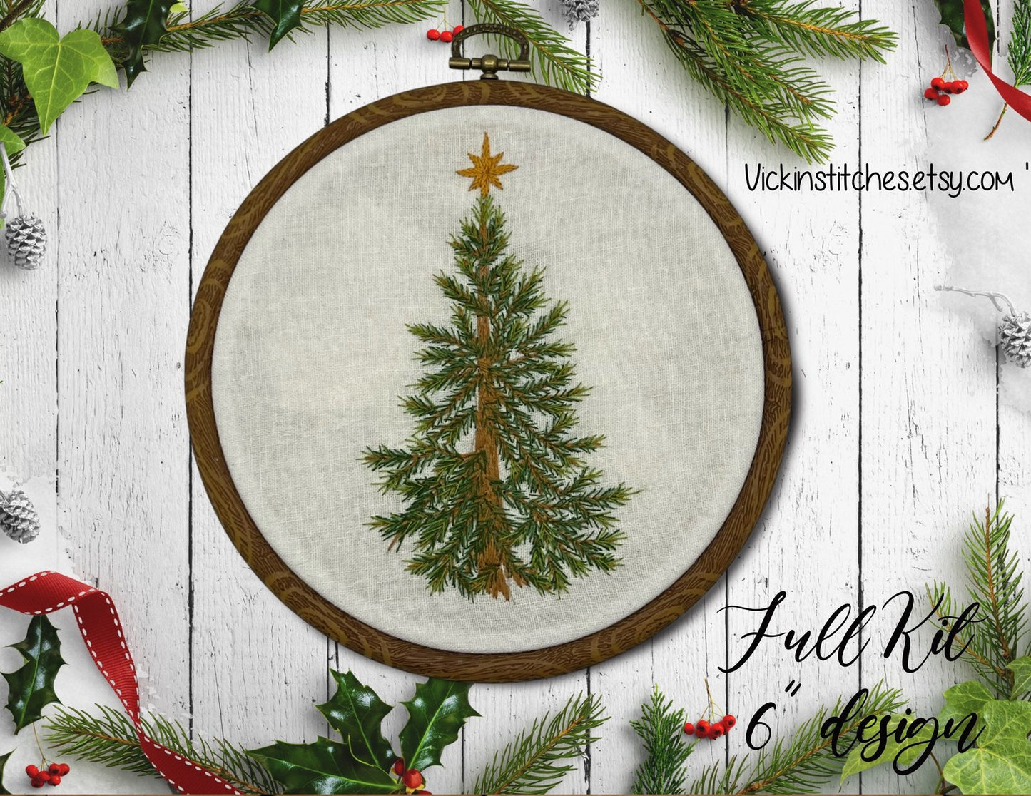 Realistic Christmas Tree Embroidery Kit