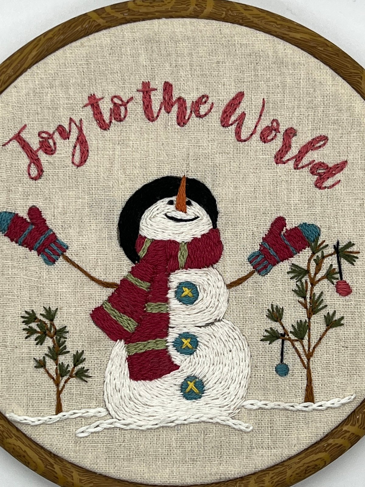 6" Joy to the World Christmas Snowman Embroidery Design PDF download