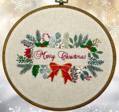 8" Christmas Botanical Flowers & Greenery Design  8" Pattern PDF Download