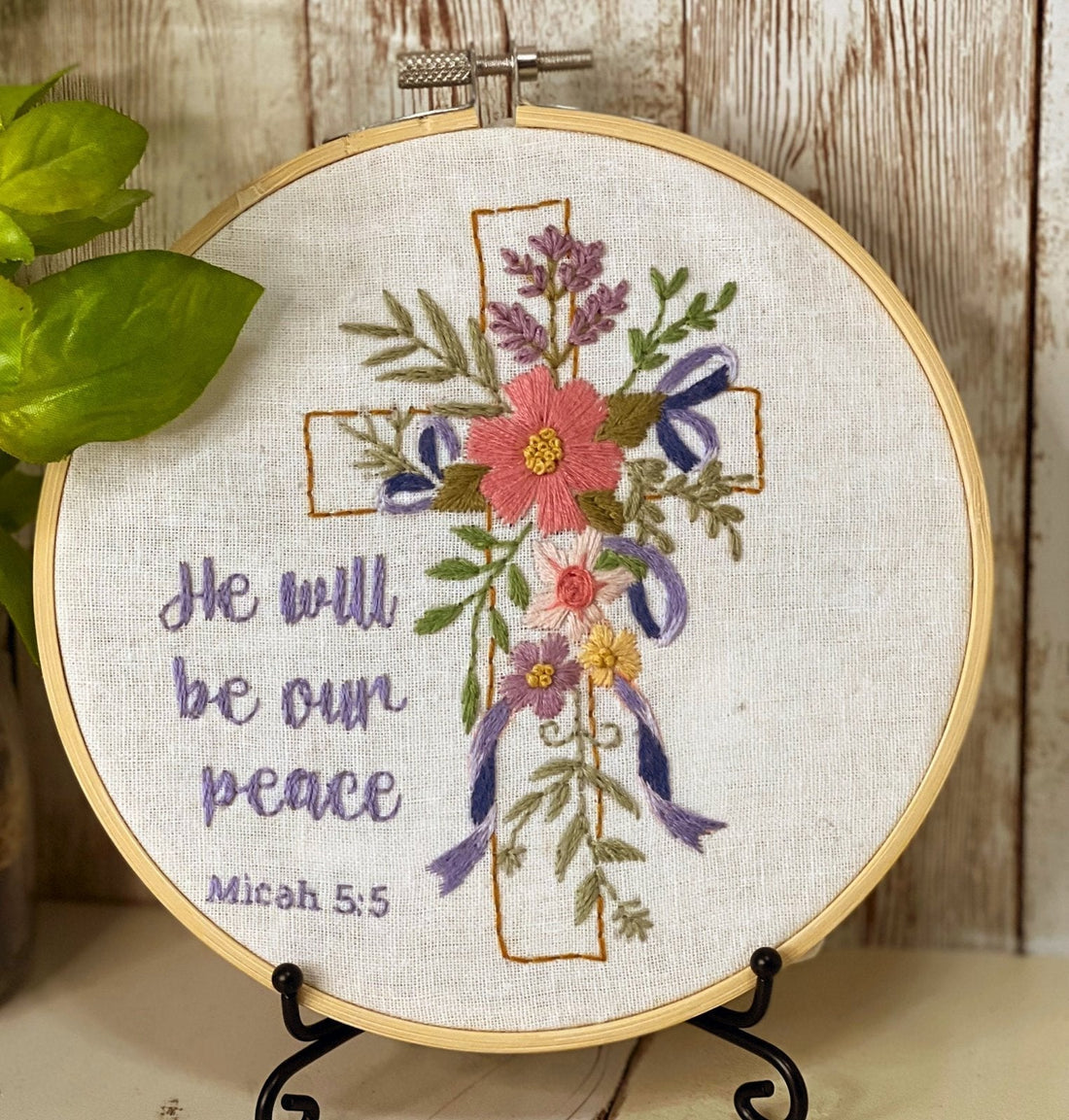 Floral Cross with Christian Scripture Embroidery Kit