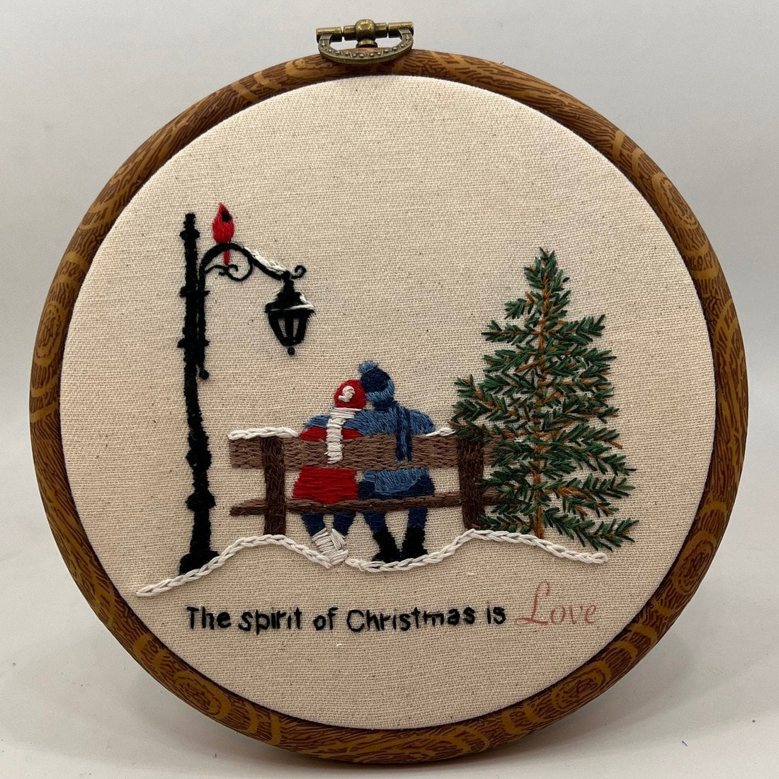 Winter Wonderland Love| Embroidering a Christmas Couple on a Bench