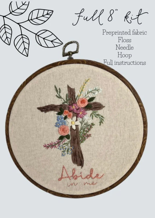 Abide in Style| Rustic Cross Embroidery Kit for Beginners