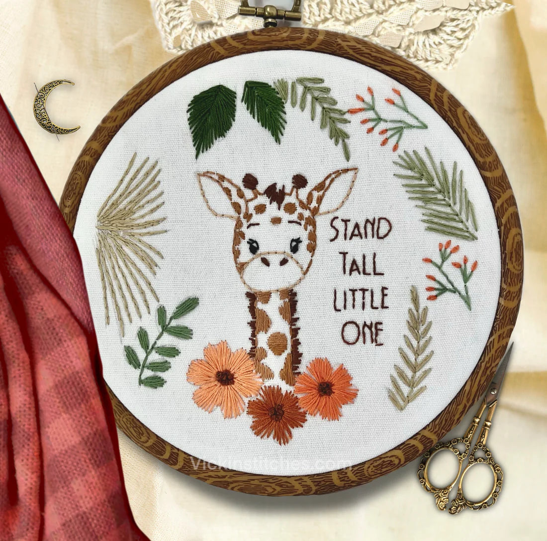  Charming Jungle Child  room decor: Giraffe Jungle Animal embroidery kit for beginners