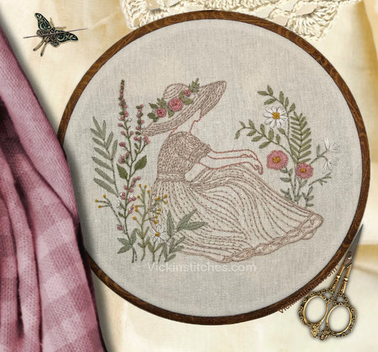 Elegance in Stitches| A Lace-Clad Lady Embroidery Kit for Beginners