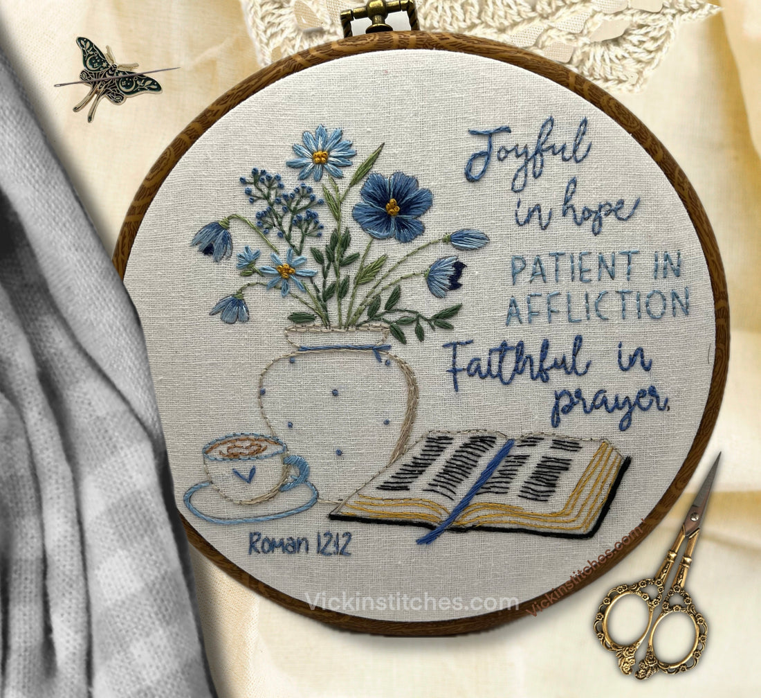 Crafting Prayer| A Peaceful Journey with the Christian Blue Floral Embroidery Kit