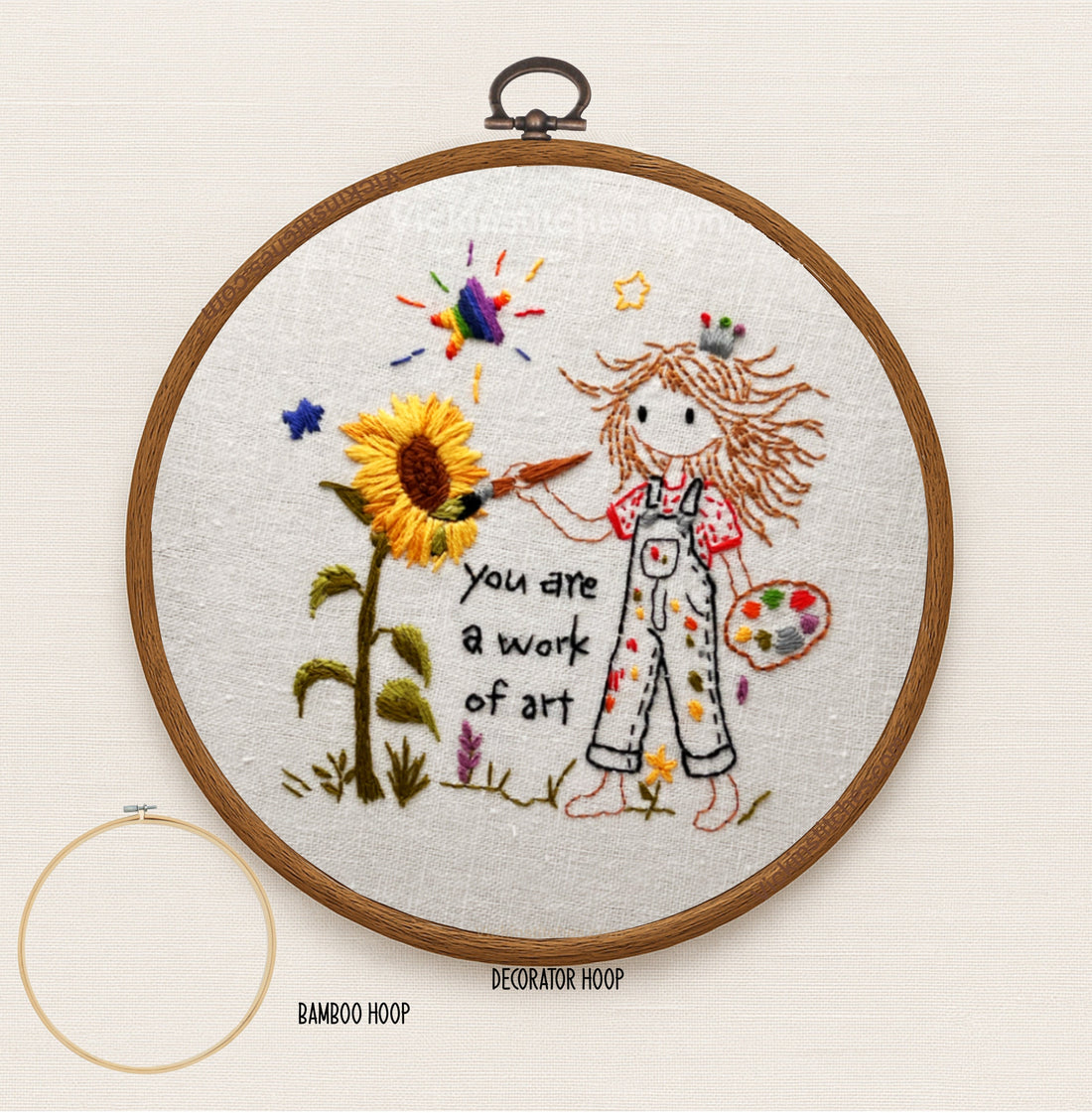 You Are a Work of Art – Beginner Sunflower Embroidery Kit for Girls