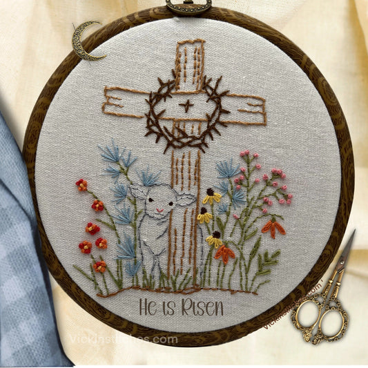 Christian Embroidery Kits – “He Is Risen” PDF Pattern for Beginner Faith Stitching