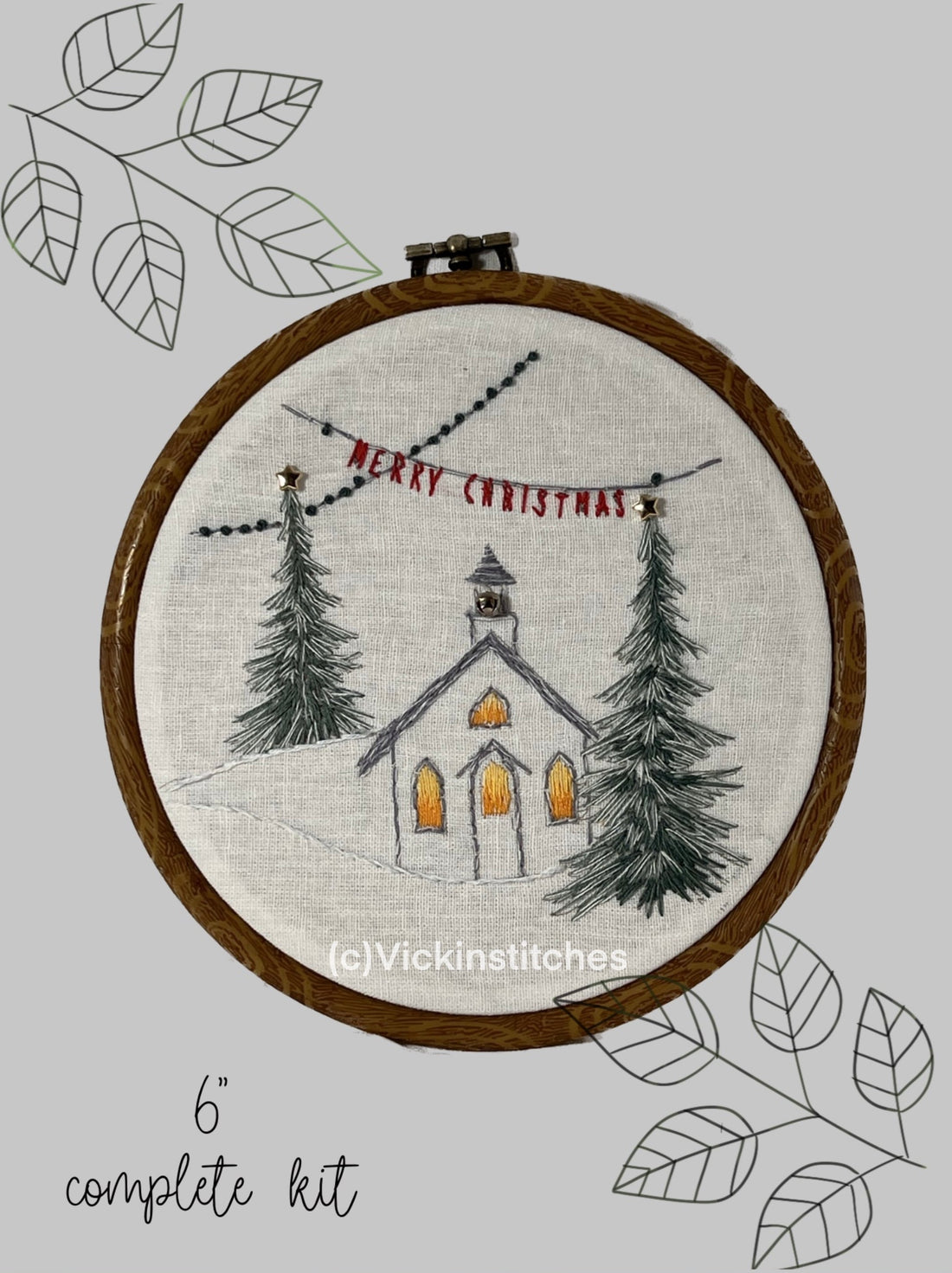 Winter Serenity: The Christmas Church Embroidery Kit