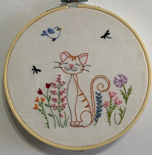 Shipped Pattern Hand Embroidery Design – Crazy Cat PDF Download 🐾✨