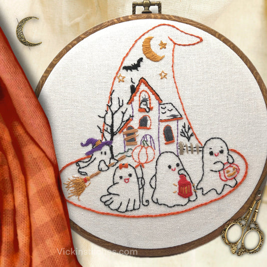 Halloween Ghost Parade Embroidery Kit – Stitch Spooky Fun into Your Décor 🎃👻