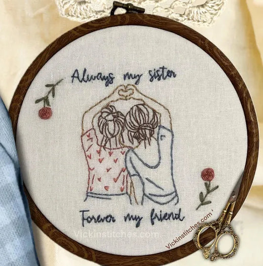 Sister Embroidery Kit – “Love You to the Moon and Back” DIY Gift