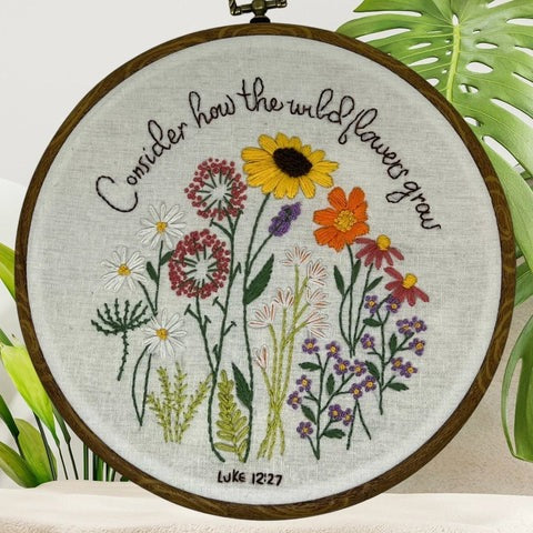 Luke 12 Wildflower Christian Embroidery Pattern – 8" PDF Download
