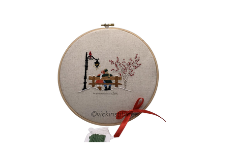 8” Christmas Nativity  Grapevine Wreath Embroidery Kit