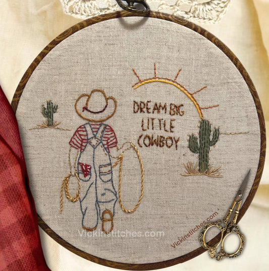 Cowboy Themed Embroidery Kit for Beginners - Cute Western Decor for Baby Nursery or Child's Room. Cowboy. Easy hand embroidery kit