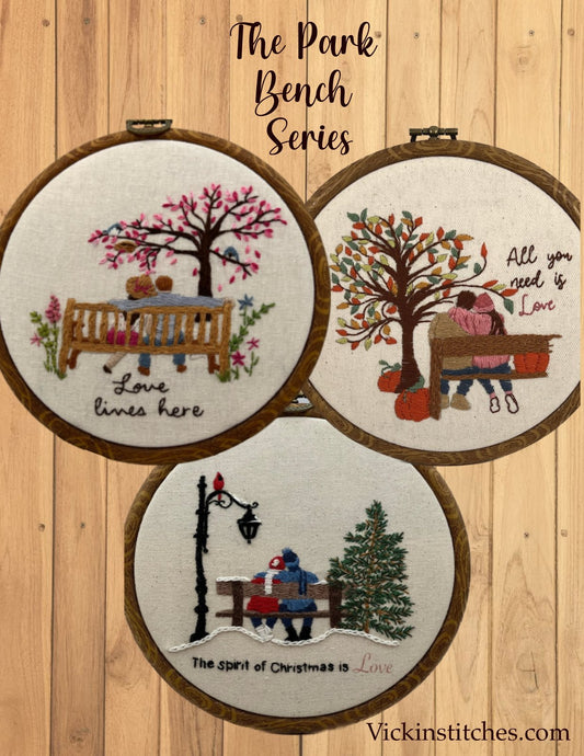 6”  3 Season Park Bench Series Embroidery Kits