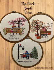 6 Season Park Bench Embroidery Kit Series – DIY Craft - Vickinstitches