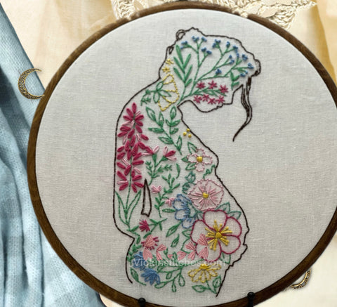 8" Pregnancy Motherhood, Baby Shower Embroidery Kit
