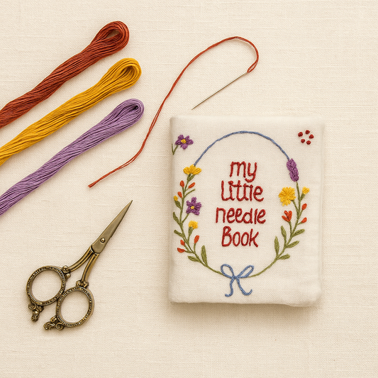 Hand Embroidery Needlebook - Complete Kit – Floral Wreath Design, DIY Sewing Organizer, Beginner Friendly Needle Case Kit