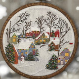 ' Christmas holiday winter village embroidery kit.