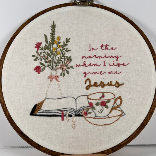 6" Christian Floral Biblical Teacup Embroidery Kit for Beginners