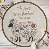 The Lord is my shepherd floral sheep embroidery kit wall decor