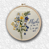 Wildflower daisy hand Embroidery kit for beginners . Christian hand embroidery decor . Craft kit . Complete embroidery kit yellow white blue