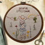 cow girl Themed Embroidery Kit for Beginners - Cute Western Decor for Baby Nursery or Child's Room. Cowboy. Easy hand embroidery kit