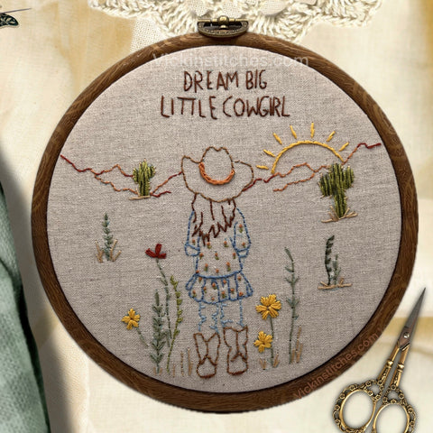 cow girl Themed Embroidery Kit for Beginners - Cute Western Decor for Baby Nursery or Child's Room. Cowboy. Easy hand embroidery kit