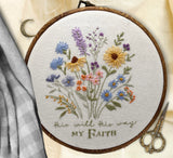 Faith Embroidery Kits – “His Will His Way” Wildflower Wall Art