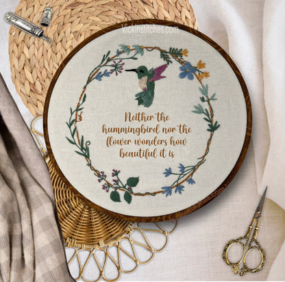 8" The Hummingbird Hand Embroidery Kit for Beginners