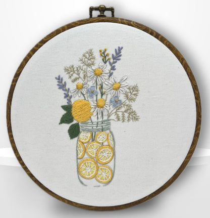 Lemon slice bouquet hand embroidery kit for beginners.