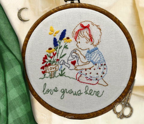 Embroidery Kids in the Garden, Childs room decor Embroidery Kit - Four kits in one . Baby shower , Childs birthday gift. Primary decor