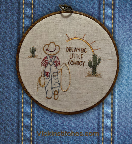 Cowboy Themed Embroidery Kit for Beginners - Cute Western Decor for Baby Nursery or Child's Room. Cowboy. Easy hand embroidery kit