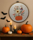 Pumpkin Flower Happy Fall Embroidery pattern pdf – Beginner-Friendly Autumn needlepoint floral Art for Home Decor