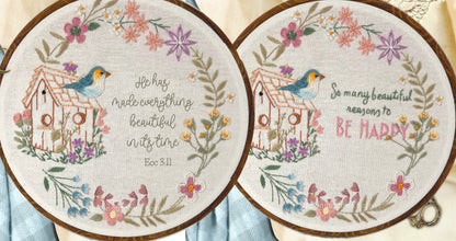 Christian floral Beginner Embroidery Kit - birdhouse, Easy DIY Gift for Home Decor- Hand Embroidery. Easy . embroidery -